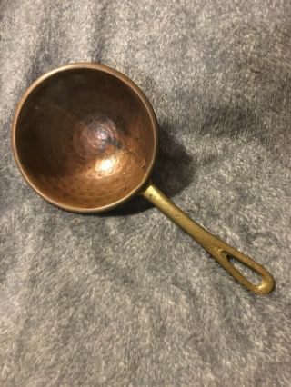 Primitive Antique Hand Hammered Wrought Copper And Brass Ladle Dipper Handmade