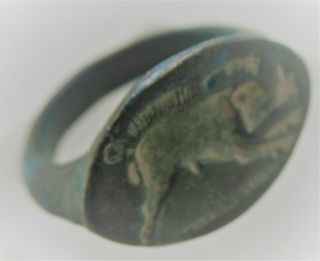 European Finds Ancient Roman Bronze Seal Ring With Depiction Of Boar