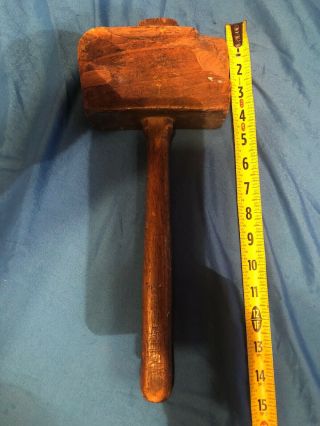 Antique Large Wood Mallet Wooden Woodworking Hammer Primitive Carpenter Tool