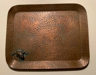 1882 Gorham Aesthetic Movement Hammered Copper Tray With Frog
