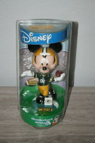 Disney Mickey Mouse Quarterback Bobblehead In Package Green Bay Packers