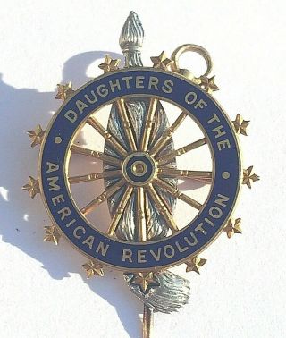 14K Gold & Enamel Daughters of the American Revolution DAR Brooch Pin Pendant 2