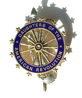 14K Gold & Enamel Daughters of the American Revolution DAR Brooch Pin Pendant 3