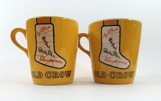 Old Crow Kentucky Whiskey Coffee Cups Mugs Set Of 2 With Signed Cast Design