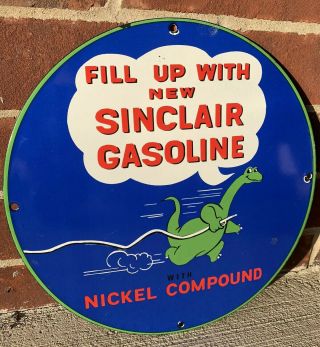 Sinclair Dino Enamel Porcelain Pump Gasoline Oil Advertising Sign