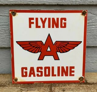 Vintage Flying A Gasoline Porcelain Sign Gas Station Pump Plate Tydol Oil