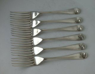 Set Of 6 Solid Sterling Silver Dessert Forks 1960/ L 16.  5 Cm/ 273 G