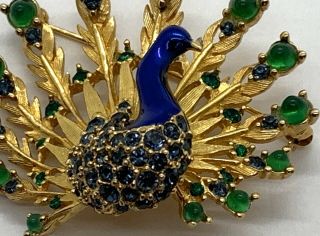 Vintage Signed & Numbered Boucher Enamel / Rhinestone Peacock Brooch 2