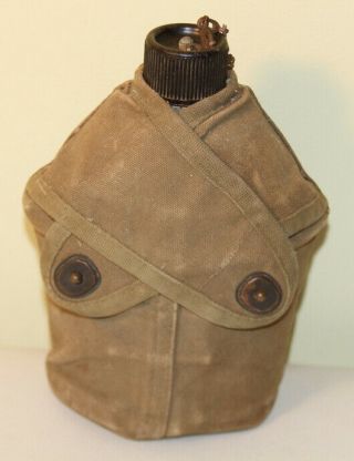 Wwii U.  S.  Marine Corps Canteen And Crossed Strap Cover Dated 1944 2