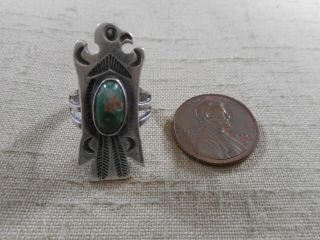Fred Harvey Era Navajo Silver Thunderbird Ring With Turquoise