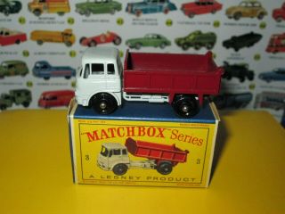 Matchbox Lesney 3 Bedford Tipper Truck Shiny Paint Vnm W/original Box