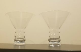 2 Riedel Crystal Martini Cocktail Glasses Ribbed Stem Drinks Bar