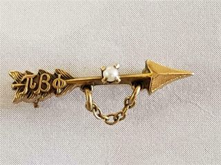 Pi Beta Phi Gold Filled Seed Pearl Arrow Sorority Fraternity Lapel Pin Brooch