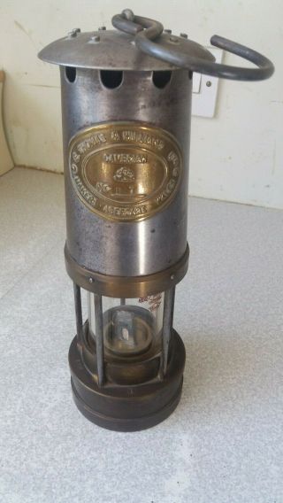 Vintage Brass Coal Miners Lamp - E Thomas & Williams - Cambrian - No.  B T