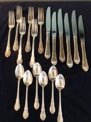 18 Pc Lunt Sterling Silver Modern Victorian 6 Forks Knives Spoon “d” Monogram