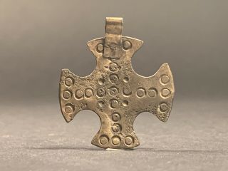 Scarce Anglo Saxon Silver Cross Amulet With Evil Eye Motifs Circa.  500 - 800ad