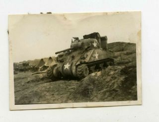 Wwii Photo Taken By A 29th Inf.  Div.  Soldier Amphib Sherman Tank D - Day
