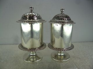Pair George Gordon & Co C1830 Solid Silver Colonial Indian Salt & Pepper Casters