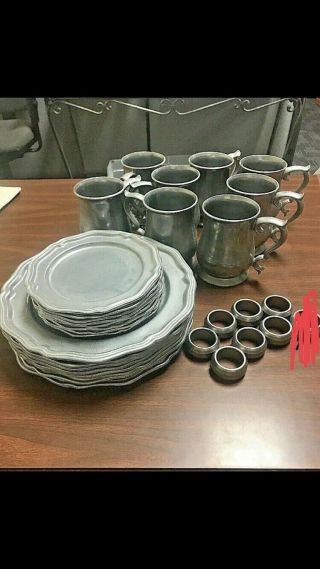 Pewter Dinner Ware Crown - Castle Ltd Made In Usa Crown Limited 31 Pc Only 7 Rings