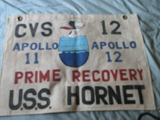 1969 USS HORNET CVS - 12 APOLLO 11 AND 12 PRIME RECOVERY BAR - HANGAR WALL FLAG 2