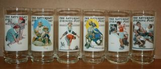 Arby’s The Saturday Evening Post 16 Oz.  Drinking Glasses 6 " Set Of All 6 Glass