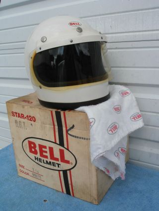Vintage Bell Star 120 Motorcycle Helmet With Visor Box 7 I/4