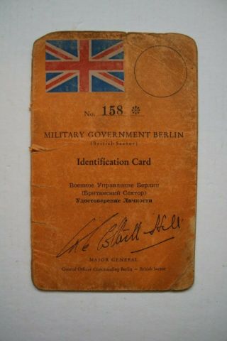 Berlin Germany,  British Military Government Identification Card,  Pass 1955
