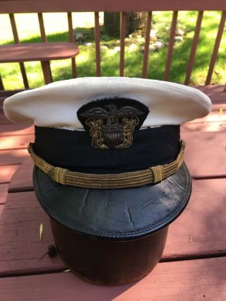 Us World War Il Officer Visor Hat Bullion Eagle Navy