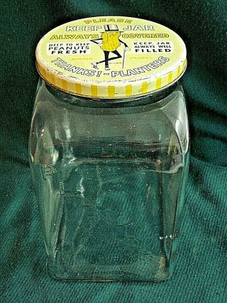 Vintage 1940 Planters Mr Peanut Leap Year Jar With Lid Counter Display - - Con