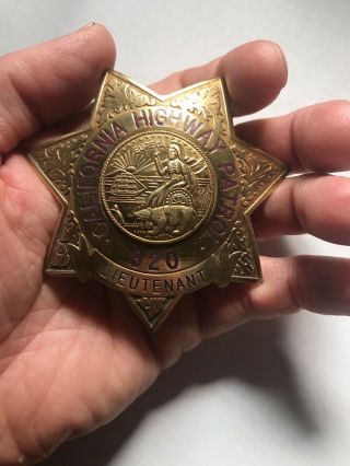 Obsolete Vintage California Highway Patrol Badge - Lieutenant - Full Size - Estate