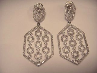 Drop/ Dangle Earrings Vintage Art Deco 2.  30 Ct Round Diamond 14k White Gold Over