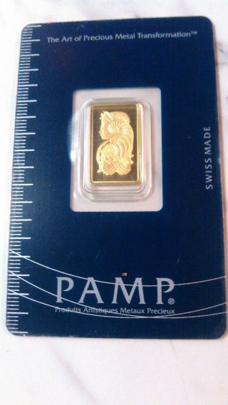 Pamp Suisse Fortuna 2.  5 Gram Fine Gold Bar Bullion In Vintage Assay Card 999.  9