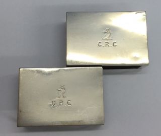 Antique Solid Silver X2 Match Box Holders Engraved Fox & Crc Circa 1884