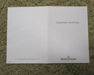 Jaeger Lecoultre Watch/chronograph Stamped Dated Guarantee Certificate Qe620001