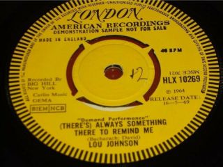 Lou Johnson: Always Something There To Remind Me Uk 1969 Ex,  Demo 7 "