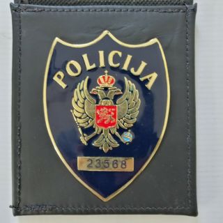 Montenegro Crna Gora Yugoslavia Police Officer Id Wallet & Badge & Rare