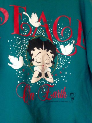 Vintage 1993 Betty Boop Peace On Earth Christmas Sweat Shirt One Size Rare