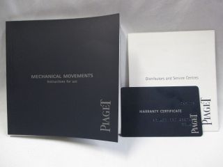 Piaget Mechanical Movements Watch Instructions Book Certificate Card,