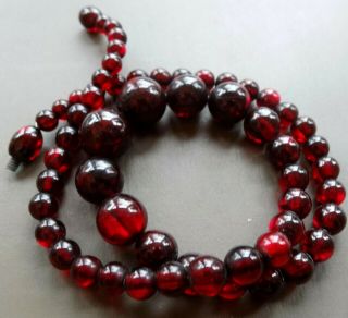 Vintage 1930s Art Deco Bakelite Cherry Amber Bead Necklace Matching Clasp - N382