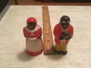 Aunt Jemima &uncle Mose Salt & Pepper Shakers 3.  5 Celluloid F&f Hold And Die Wor