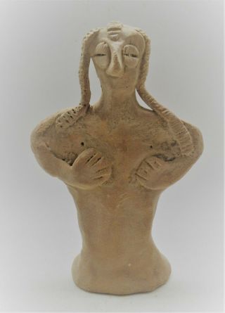 Museum Quality Circa 1180 - 700bce Ancient Syro - Hittite Terracotta Fertility Idol
