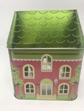 Partylite Spring Village House Large Jar Candle Holder Tin Pastel Colors 7.  5”x6”