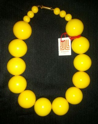 Lanvin Paris Large Yellow Beaded Designer Necklace Nwt