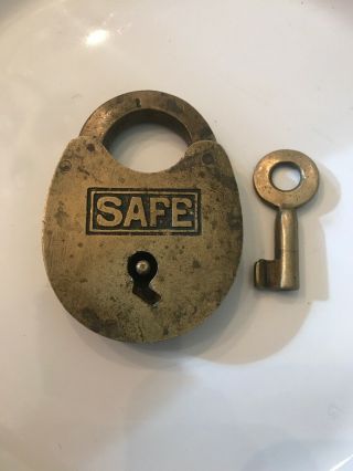 Vintage Brass Safe Lock With Key