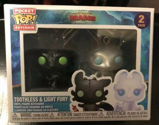 Funko Pocket Pop Keychain 2 Pack Toothless Light Fury How To Train Your Dragon 3