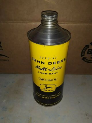 Vintage John Deere Multi - Luber Lubricant Oil Can - 32 Fluid Ounces - Full