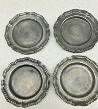 4 Vintage Colonial Casting Pewter Butter Pats Ccc 3 - 1/2 "