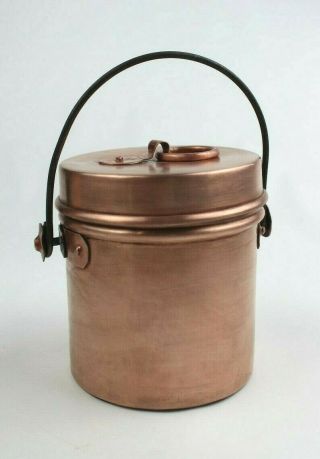 Antique Vintage Hand Wrought Copper Bucket/ Pail/ Pot With Metal Handle