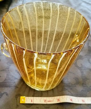 Hand Blown Amber Glass Ice Bucket White Stripes By Venini For Disaronno Of Italy