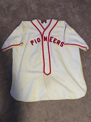 Vintgae Early Felco Felt Flannel Game Worn Baseball Pioneers Jersey Size 42 50